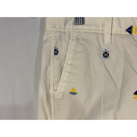 Talbots Pants Embroidered Nautical Sz 4 Ivory Girlfriend Chinos Ankle Length - Picture 8 of 12